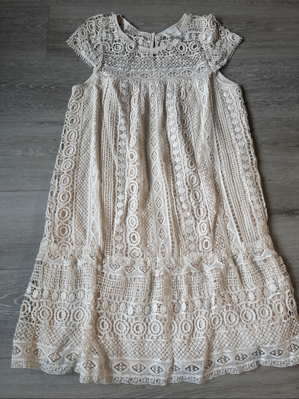 Lace Overlay Cream Dress